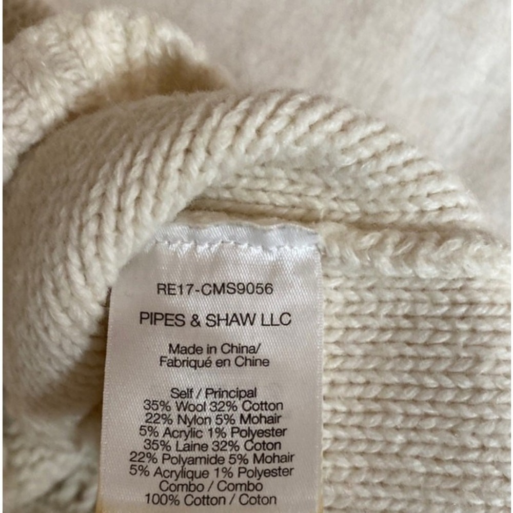 Veronica Beard Womens Cable Knit Crew Neck Sweater M Cream Wool Cozy Fisherman - Picture 4 of 4
